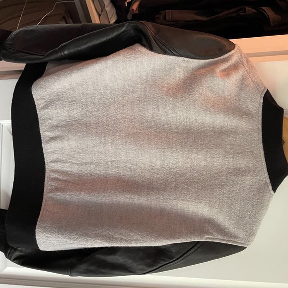 CLUB MONACO Size M Leather and Wool Varsity Jacket - Picture 3 of 3